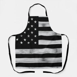 Amerikaanse vlag Rustic Wood Black White Patriotic Schort