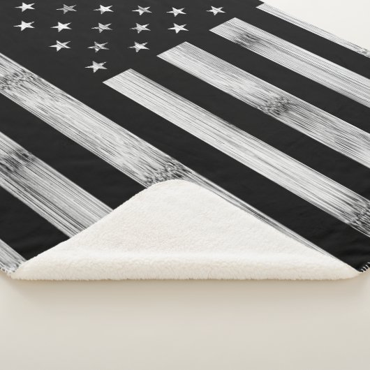 Amerikaanse vlag Rustic Wood Black White Patriotic Sherpa Deken (3/4)