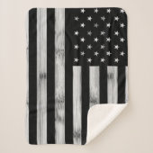 Amerikaanse vlag Rustic Wood Black White Patriotic Sherpa Deken (Voorkant)