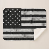 Amerikaanse vlag Rustic Wood Black White Patriotic Sherpa Deken (Voorkant (horizontaal))