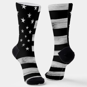 Amerikaanse vlag Rustic Wood Black White Patriotic Sokken
