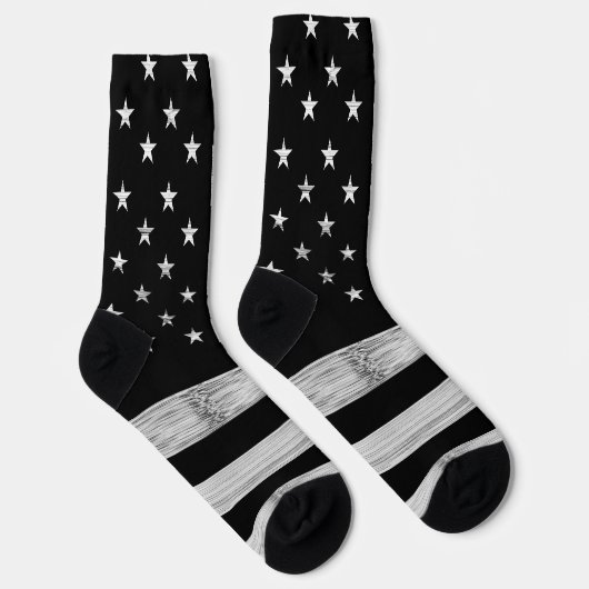 Amerikaanse vlag Rustic Wood Black White Patriotic Sokken (Rechts)