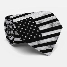 Amerikaanse vlag Rustic Wood Black White Patriotic Stropdas