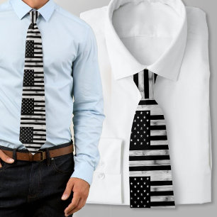 Amerikaanse vlag Rustic Wood Black White Patriotic Stropdas