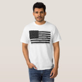 Amerikaanse vlag Rustic Wood Black White Patriotic T-shirt (Voorkant volledig)