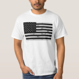 Amerikaanse vlag Rustic Wood Black White Patriotic T-shirt