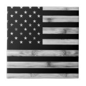 Amerikaanse vlag Rustic Wood Black White Patriotic Tegeltje (Voorkant)