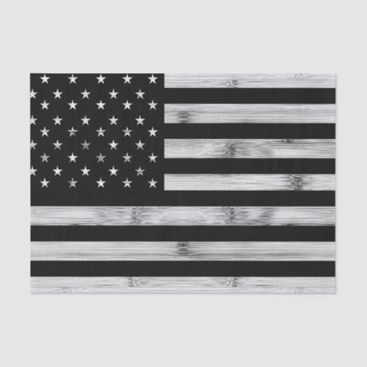 Amerikaanse vlag Rustic Wood Black White Patriotic Tissuepapier (Voorkant)