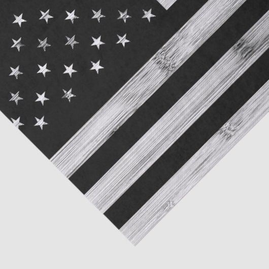 Amerikaanse vlag Rustic Wood Black White Patriotic Tissuepapier (Detail)