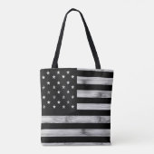 Amerikaanse vlag Rustic Wood Black White Patriotic Tote Bag (Achterkant)