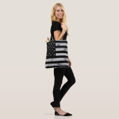 Amerikaanse vlag Rustic Wood Black White Patriotic Tote Bag (Op model)