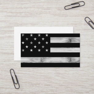 Amerikaanse vlag Rustic Wood Black White Patriotic Visitekaartje