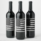 Amerikaanse vlag Rustic Wood Black White Patriotic Wijn Etiket (Flessen)