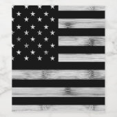Amerikaanse vlag Rustic Wood Black White Patriotic Wijn Etiket (Enkel label)