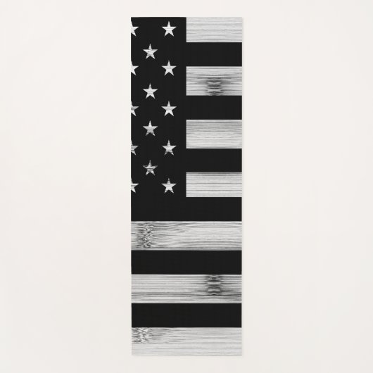 Amerikaanse vlag Rustic Wood Black White Patriotic Yogamat (Voorkant)