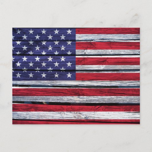 Amerikaanse vlag Rustic Wood Briefkaart (Voorkant)