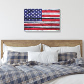 Amerikaanse vlag Rustic Wood Canvas Afdruk (Insitu (Slaapkamer))