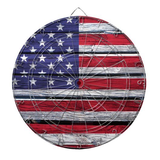 Amerikaanse vlag Rustic Wood Dartbord (Voorkant)