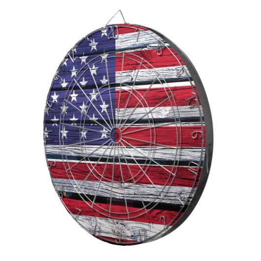 Amerikaanse vlag Rustic Wood Dartbord (Voorkant Rechts)