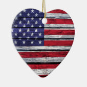 Amerikaanse vlag Rustic Wood Keramisch Ornament (Rechts)