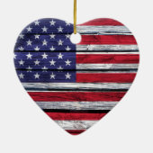Amerikaanse vlag Rustic Wood Keramisch Ornament (Achterkant)