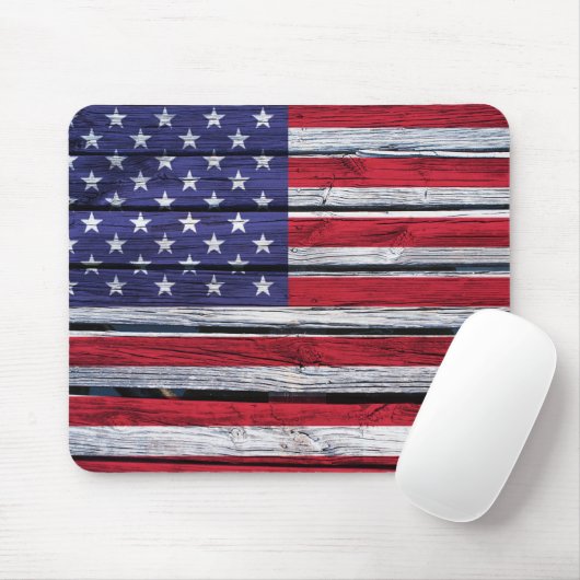 Amerikaanse vlag Rustic Wood Muismat (Met muis)