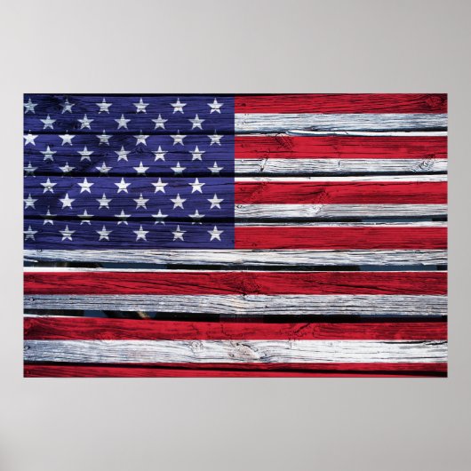Amerikaanse vlag Rustic Wood Poster (Voorkant)
