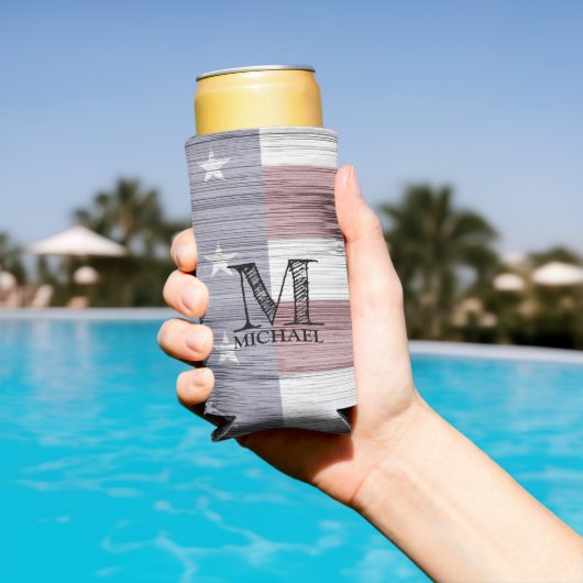 Amerikaanse vlag Rustiek Rood Wit Blauw Hout Monog Seltzer Blikjeskoeler (Insitu Zwembad)