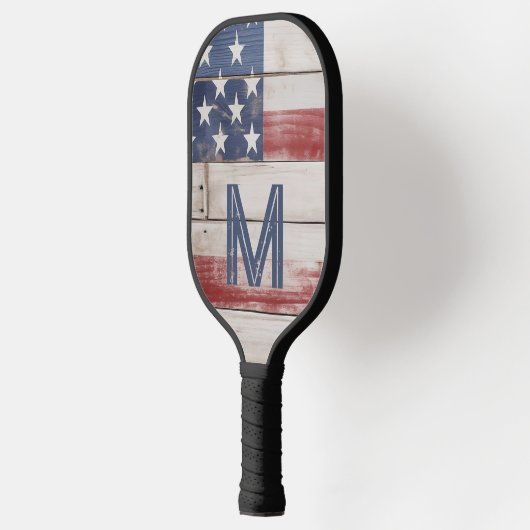 Amerikaanse vlag rustiek rood wit blauw monogram pickleball paddle (Links)