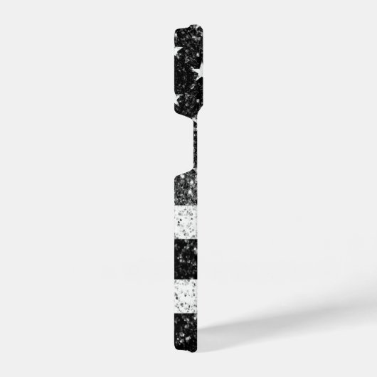 Amerikaanse vlag rustiek zwart wit zilver sparkles iPhone hoesje (Rechterkant)