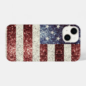 Amerikaanse vlag rustieke rood goud blauw fonkelt  iPhone hoesje (Achterkant horizontaal)