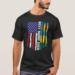 Amerikaanse vlag & Rwanda vlag beste papa ooit Pat T-shirt