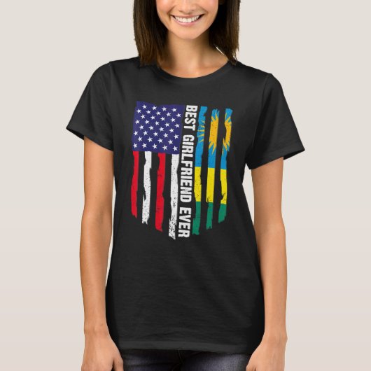 Amerikaanse vlag & Rwanda vlag Beste Vriendin ooit T-shirt (Voorkant)