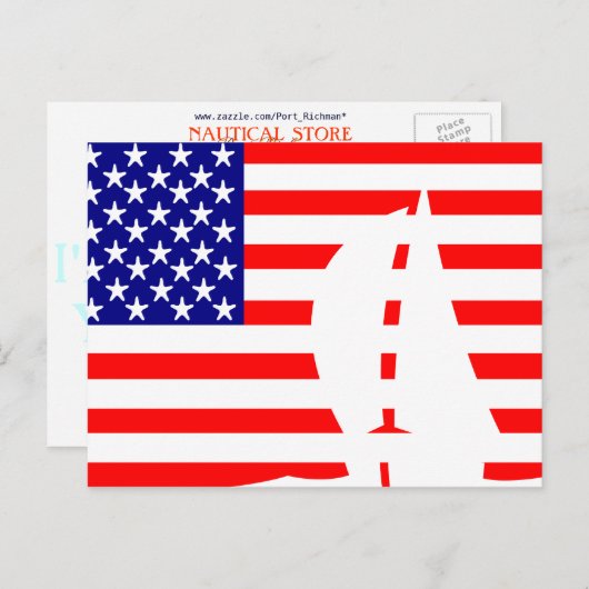 Amerikaanse vlag Sail Boat Nautical Briefkaart (Voorkant / Achterkant)