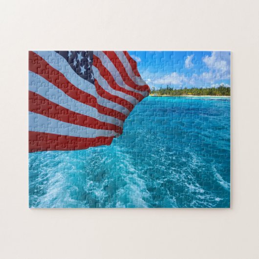 Amerikaanse vlag. Saipan Mariana Islands. Legpuzzel (Horizontaal)