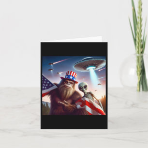 Amerikaanse vlag Sasquatch met buitenaardse Ufo Bi Kaart