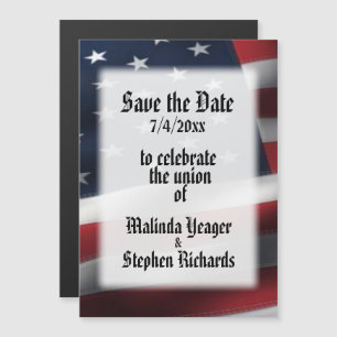 Amerikaanse vlag Save the Date Aangepast Lettertyp Magnetische Uitnodiging