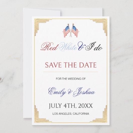 Amerikaanse vlag Save the Date foto uitnodiging (Voorkant)