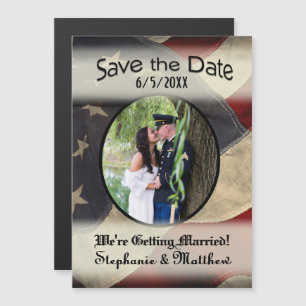 Amerikaanse vlag Save the Date met foto Magnetische Uitnodiging