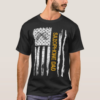 Amerikaanse vlag saxofoon vader saxofonist si T-shirt