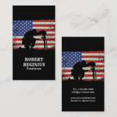 Amerikaanse vlag schaadt een knielende soldaat visitekaartje (Voorkant / Achterkant)