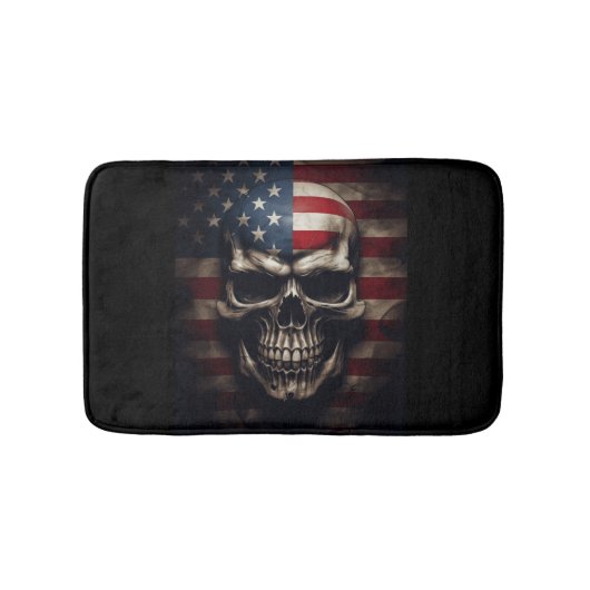 Amerikaanse Vlag Schedel  Badmat (Voorkant)