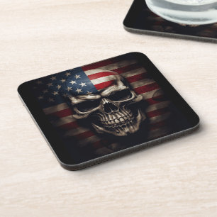 Amerikaanse Vlag Schedel Bier Onderzetter