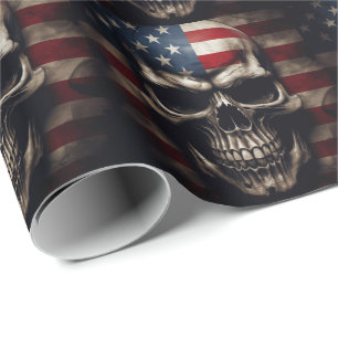 Amerikaanse Vlag Schedel Cadeaupapier