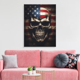 Amerikaanse Vlag Schedel Canvas Afdruk