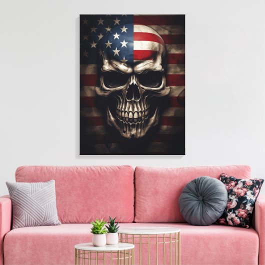 Amerikaanse Vlag Schedel Canvas Afdruk (Insitu (Woonkamer))