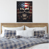 Amerikaanse Vlag Schedel Canvas Afdruk (Insitu (Slaapkamer))