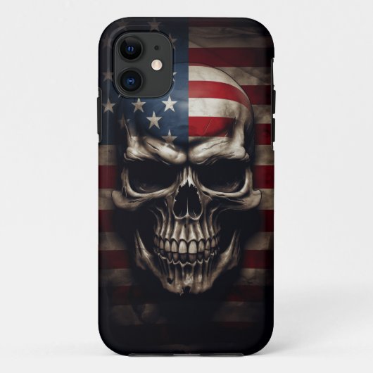 Amerikaanse Vlag Schedel Case-Mate iPhone Case (Achterkant)