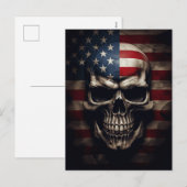 Amerikaanse Vlag Schedel  Feestdagenkaart (Voorkant / Achterkant)
