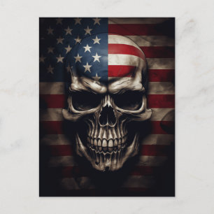 Amerikaanse Vlag Schedel  Feestdagenkaart